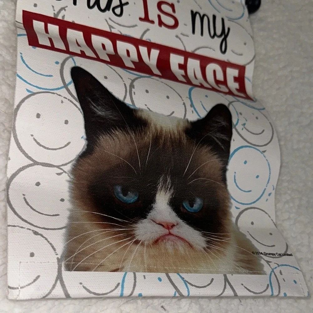 Ganz Grumpy Cat This Is My Happy Face Cotton Canvas Wall Hanging Banner HGC13305